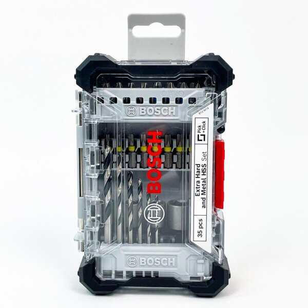 Bosch 2607017729 Bit and Drill Set, 35-piece, extra hard bits, HSS drill bits, professional accessories, compact, versatile