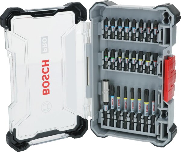 Bosch PRO Impact Set 24-tlg., 2608521U75, Schraubendreher-Set, robust, vielseitig, für Profis, kompakt, 24 Bits, Zubehörbox