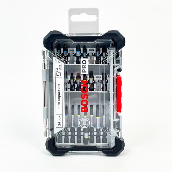 Bosch PRO Impact Set 24-piece, 2608521U75, screwdriver set, robust, versatile, for professionals, compact, 24 bits, accessory box