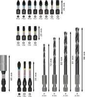 Bosch PRO Impact Metal Set 20-piece, 2608521U84, Bit set for steel/cast iron, 200x107mm, professional screwdriver accessories
