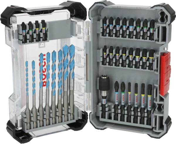 Bosch 35x PRO Impact Set 2608521U82, Bit & Drill Set, 35-piece, for concrete/tiles, professional accessories, compact, versatile