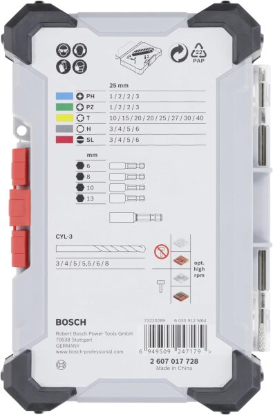 Bosch 35x Extra Hard Bit & CYL-3 Drill Bit Set, 35-piece, Accessories for Screwdrivers/Drill Drivers, Robust, Compact, 197x110.5mm, 2607017728