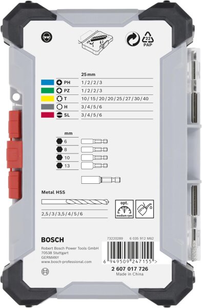 Bosch 2607017726 Bit & HSS Drill Bit Set, 35-piece, Accessories for Screwdrivers/Drill Drivers, Extra Hard, Compact, Versatile