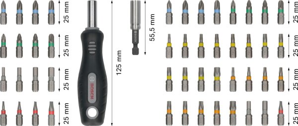 Bosch 50-piece screwdriver bit set, Extra Hard, 200x113mm, versatile, durable, model 2607012080, for precise screwdriving