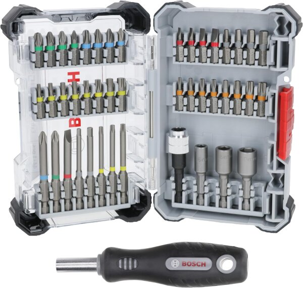 Bosch 45x Extra Hard Bit-Set 44+1-tlg, Schrauberbits, Zubehör für Bohrschrauber, kompakt, langlebig, 2607017733
