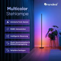 Nanoleaf NL72K4E00 Stehlampe, RGB IC LED, dimmbar, Musik Sync, 1700lm, App/Sprachsteuerung, Schwarz, Gaming Schlafzimmer