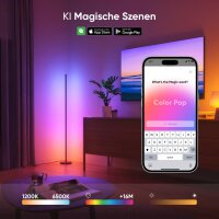 Nanoleaf NL72K4E00 Stehlampe, RGB IC LED, dimmbar, Musik Sync, 1700lm, App/Sprachsteuerung, Schwarz, Gaming Schlafzimmer