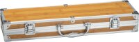 3-tlg. Grillbesteck-Set 8363313, Grillzange, Gabel & Wender im Metallkoffer in Bambusoptik, beige, BBQ Zubehör