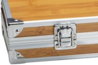 3-tlg. Grillbesteck-Set 8363313, Grillzange, Gabel & Wender im Metallkoffer in Bambusoptik, beige, BBQ Zubehör