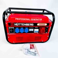 Professional H8500W generator, 6.5 HP petrol engine, 220V, voltmeter & circuit breaker, emergency power generator, red, without original packaging, paint chips, oil needs topping up