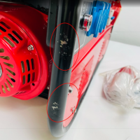 Professional H8500W generator, 6.5 HP petrol engine, 220V, voltmeter & circuit breaker, emergency power generator, red, without original packaging, paint chips, oil needs topping up