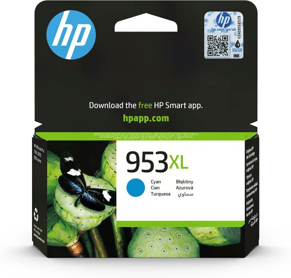 HP 953XL Cyan High Yield Ink Cartridge, Compatible with OfficeJet Pro 7720/7730/7740/8210/8710/8715/8720/8725/8730/8740 – Expiry 08/2026