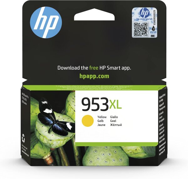 HP Yellow XL ink cartridge, expiry date May 2027