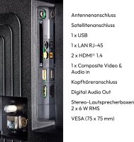 MEDION MD 832101 80 cm (32 Zoll) Full HD Smart-TV - HDR, VIDAA Store, Netflix, Prime Video, Disney+, DAZN, Paramount+, HbbTV, PVR, Bluetooth