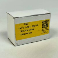 E.C.A. CO2 valve DN5 with 1/4" x 7/16"-20 UNF connection, operating pressure PN130