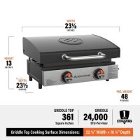 Blackstone 56 cm Gas Griddle Table Grill with 2 Burners (7 kW), Plancha Grill Plate and Cover