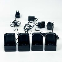 Snom DECT base station (used) with 2× M700 power boards, 4× M65 handsets including charging station and 2× power banks
