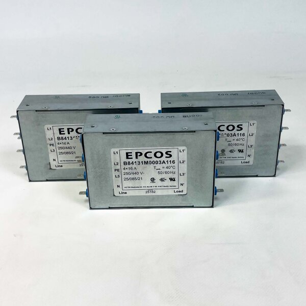 EPCOS B84131M0003A116 3-phase mains filter (EMC), 4×16 A, 440 V AC, flange screw mounting, 50/60 Hz