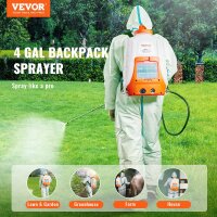 VEVOR Akku-Rückensprüher 16 L mit 8 Ah Li-Ion Akku, 90 PSI Pumpendruck, 4,1 L/min Durchfluss, Schultergurte, für Garten Düngen Desinfektion Autowäsche