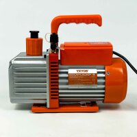 VEVOR 6 CFM 2-stage rotary vane vacuum pump for R134a/R22/R410a, car AC maintenance kit with oil bottle, used (dented, without original packaging)