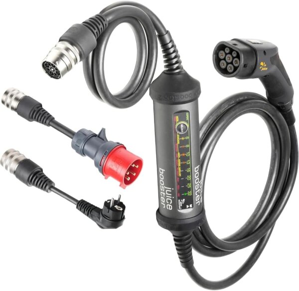 Juice Booster 2 – Mobile Wallbox 22 kW (used, without original packaging), Type 2, Swiss design, weatherproof, drive-over capable, adjustable charging power, for industrial and household plugs