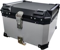 Universal 45L motorcycle top case made of aluminum, unique security lock, robust and durable, easy installation, silver-colored