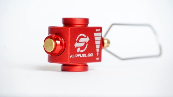 FlipFuel Backpacking Fuel Transfer Device, Aluminum, Red, Liquid Gas Adapter, Compact & Lightweight, Suitable for Camping