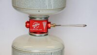 FlipFuel Backpacking Fuel Transfer Device, Aluminum, Red, Liquid Gas Adapter, Compact & Lightweight, Suitable for Camping