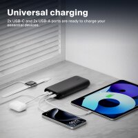 Belkin BPB016 26,000 mAh 4-Port Power Bank – USB-C/USB-A, PD Fast Charging, Portable Charger for iPhone 15–17, iPad Pro, Galaxy S23/S24, Pixel