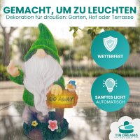 Tin Dreams DG0004 - Solar-powered resin garden gnome, cheeky outdoor decoration with middle finger, weatherproof for balcony & terrace