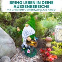 Tin Dreams DG0004 - Solar-powered resin garden gnome, cheeky outdoor decoration with middle finger, weatherproof for balcony & terrace