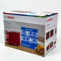 Bosch TAT3M124 Compact Toaster, 2-slice, 800W, foldable & removable bun warmer, defrost/shut-off/lift function, bread centering, matte red