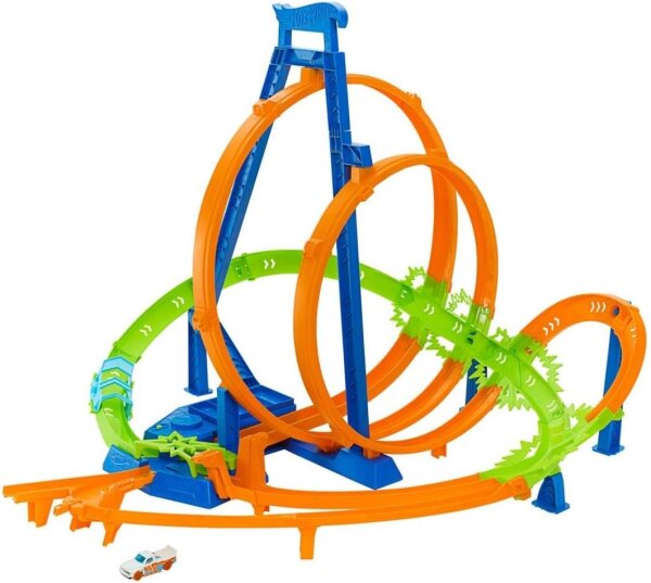 Hot Wheels HNL97 Strecken-Set – motorisierter Beschleuniger, 5 Crash-Zonen, inkl. 1 Fahrzeug