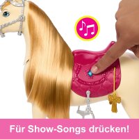 Barbie HXJ42 Spielpferd, beweglich mit Musik & Sounds, Tanzfunktion, blinkende Augen und Zubehör