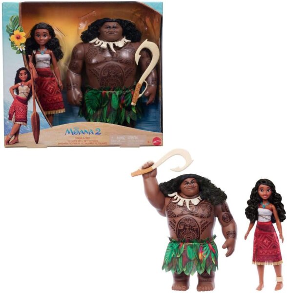 Mattel Disney JDD42 Voyager Doll Set - Moana & Maui Fashion Dolls, Removable Outfits, 4 Accessories, Movie-Inspired