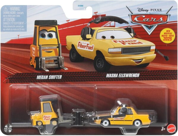 Mattel JDH41 Disney Pixar Cars 2er-Set Metall-Autos Maßstab 1:55 – Megan Shifter & Masha Ellswrench