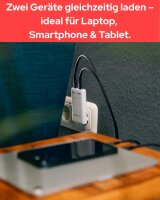 Verbatim Fold n Go 32355 GaN 65W USB-C 2-Port Ladegerät, faltbar, PD3.0, kompakt, Schnellladung, Weiß, für MacBook, iPhone 15–17, Samsung