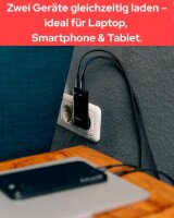 Verbatim 32354 Fold n Go 65W GaN Dual USB-C Ladegerät, faltbar, PD3.0, kompakt Schnellladegerät für MacBook, iPad, iPhone 15–17, Samsung, schwarz