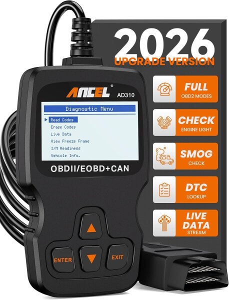 ANCEL AD310 OBD2 Diagnosegerät, KFZ Motor Fehlerausleser, universell für Fahrzeuge ab 2000, OBDII/EOBD Protokollfunktionen