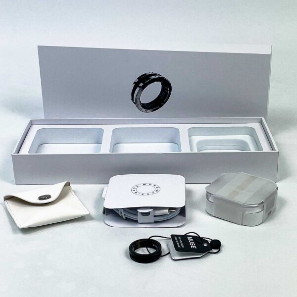 Muse MRO-TAM-BL-S14 Smart Ring – Titanium All-Metal Edition, Size S14, Black