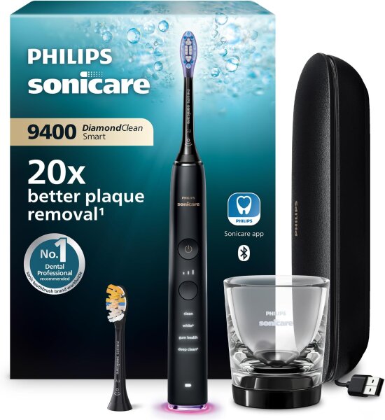 Philips Sonicare HX9917/89 DiamondClean Smart - Sonic toothbrush with app, pressure sensor & brush head recognition, 4 modes, 3 intensity levels, black