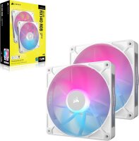 CORSAIR CO-9051024-WW 140mm PWM-Lüfter Dual-Pack (RGB, iCUE LINK Hub, magnetisches Kuppellager) Weiß