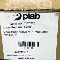 Piab X2098 vacuum check valve, compact, corrosion-resistant, low-maintenance, for industrial vacuum applications