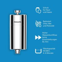 Philips Water AWP1775CH Inline-Duschfilter mit Kartusche, ca. 50.000 L, bis 99% Chlorreduktion, für Standardschläuche, Chrom