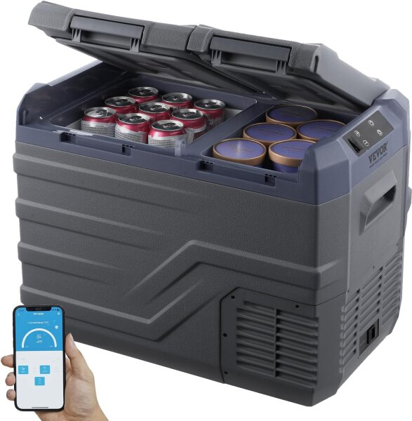 VEVOR 32L Autokühlschrank, tragbarer 2‑Zonen-Kompressor (-20–20 °C), 12/24V DC & 100–240V AC, Camping/Wohnmobil, gebraucht (mit Kratzer)