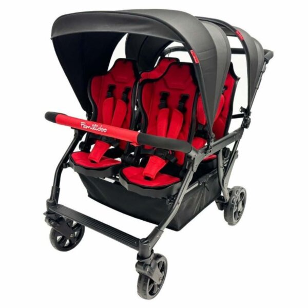 Familidoo DSP4 4-Sitzer-Kinderwagen – vier wendbare Sitze, kompaktes Design, rot