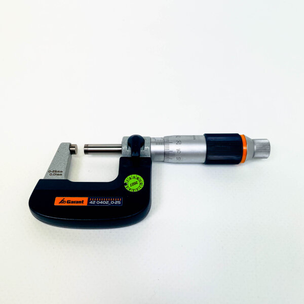 GARANT Außenmikrometer 0-25 mm, Präzisions-Messschraube mit feiner Skala, ohne Originalverpackung