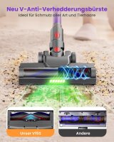 Mauoke V15S Akku-Staubsauger kabellos, 45.000Pa/550W, 70min Laufzeit, LED-Display, ultraleise, V-Anti-Tangle-Bürste, 6-in-1 für Teppich/Hartboden