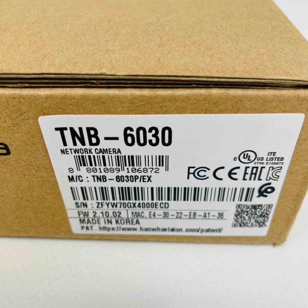 Hanwha TNB-6030 IP surveillance camera – 2 MP, suitable for public areas