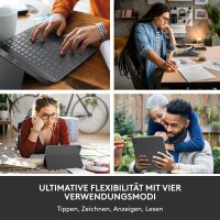 Logitech Combo Touch Case with detachable German QWERTZ keyboard, backlighting, large precision trackpad, Smart Connector, Gray — iPad 10th Gen/A16